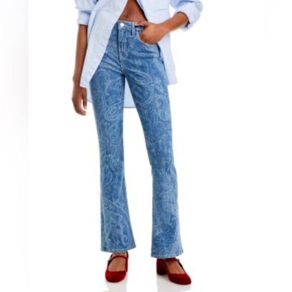 L'AGENCE Stassi High Rise Sleek Baby Boot 5 pocket Trendy Jeans in Paisley 23 - Picture 1 of 4